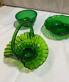 Green Glass Collection of Decorative Bowls