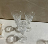 Trio of Detailed Etched Crystal Champagne Glasses