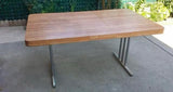Vintage Mid-Century Chrome and Laminate Dining Table With Extended Leaf