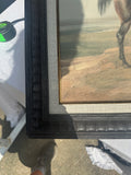 Framed Black Horse on Mountain Top Print on Canvas, Signed by the Artist