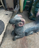 Double Sided Wooden Ram Sculpture
