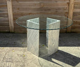 Geometric Marble Table and Scalloped Glass Top