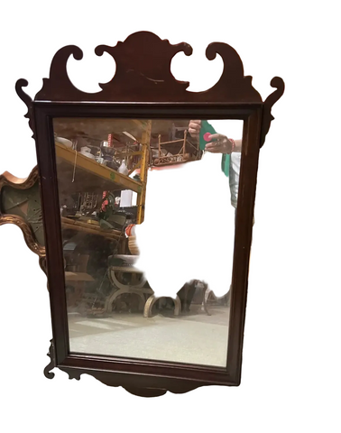 Mid Century Style Wooden Hand Carved Wall Mirror