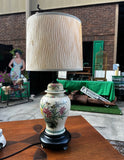 Vintage Hand Painted Floral Table Lamp With Bird Accents- Lampshade Included