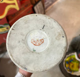 Vintage Asian Style White Ceramic Skinny Vase With Floral Accents