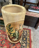 Large Mediterranean Style Ceramic Umbrella Stand With Olive and Wine Details