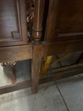 Double Twin Wooden Headboard With Brass Accents