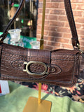 Small Brown Leather Buckle Hand Bag