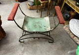 Industrial Green Metal Vanity Stool