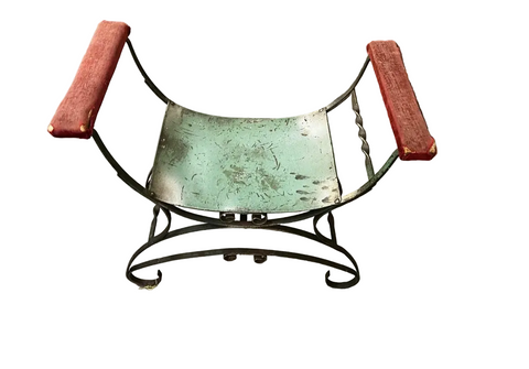 Industrial Green Metal Vanity Stool