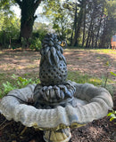 Large Concrete Pineapple Outdoor Fountain/Bird Bath, Signed
