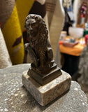 Small Brass Lion Figure on Stone Stand