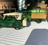 Collection of Green Glass Avon Bottle Cars- Set of 3