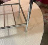 Small Vintage Striped Silver Footstool