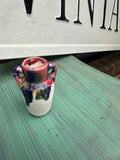 Small Ceramic Colorful Vase With Gold Accents