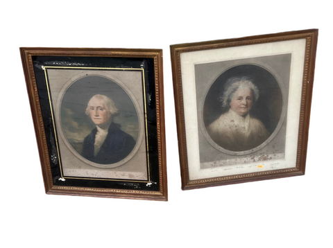 Original Hurst Aquatint of George and Martha Washington- a Pair