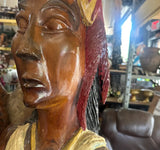 Large Wooden Hand Made Native American Life Size Sculpture
