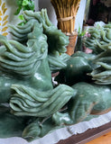 Monumental Running Horses Imperial Jade Sculpture 75 LBS