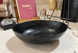 Biomorphic Hand Fired Black Pottery Bowl