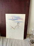 Color Pencil Drawing Seascape of Boat
