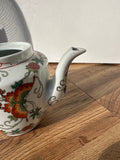 Asian Ceramic Floral Teapot with Butterfly Accents