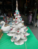 1970s White Light-Up Christmas Tree With Wind-Up Music Box (Rudolph the Red Nosed Reindeer)
