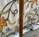 Wooden Cane With Brass Elephant Handle and Flower Accents