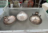 Shell Design Trio of Silver Plated, Serving Trays