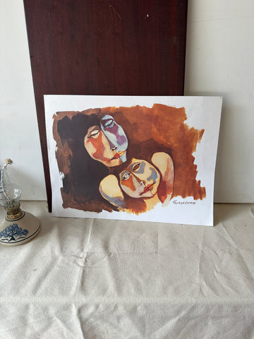 Abstract Print of Two Women