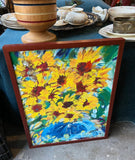 Signed and Framed Vintage Sunflower Painting