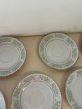 Collection of Floral Plates With Silver Lining- Set of 11