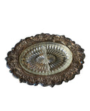 1970s Silver-Tone Metal & Crystal Dish With Segments