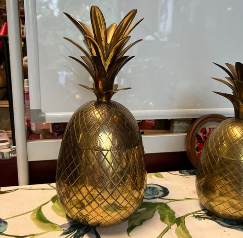 1970s Oversized Brass Pineapple Container