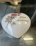 Small Ceramic 50th Anniversary Heart Shaped Box