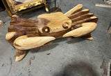 1970s Rare Wooden Hand Carved Crab Coffee Table