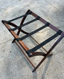 Wooden Luggage Rack With Black Straps