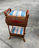 Large Woven Wicker Double Compartment Standing Sewing Basket