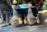 Pair of Gold Deer Head Hollywood Regency Chandeliers