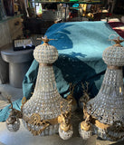 Pair of Gold Deer Head Hollywood Regency Chandeliers