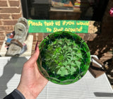 Green Glass Round Ashtray