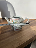 Asian Ceramic Floral Teapot with Butterfly Accents