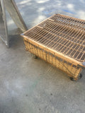 Vintage Wicker Square Rolling Coffee Table