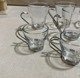 Collection of Small Glass Cups With Silver Handles- Set of 10