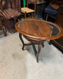 Wooden Table With Removable Glass Table Top