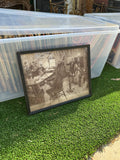 Framed Black and White Print of Musical Gathering