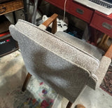 Mid-Century Wooden Chair With Gray Cushioning