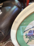 Round Hummingbird Needlepoint in Frame