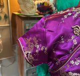 90's Purple Silk Qipao Style Asian Shirt, Size L
