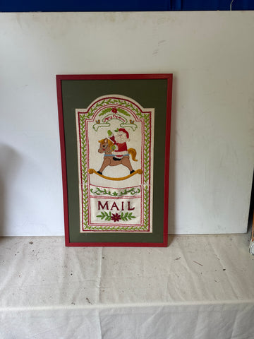 Framed Textile Christmas Art and Mailbox
