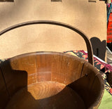 Large Wooden Round Basket With Eagle Accents
